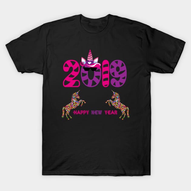 Unicorn 2019 new year shirt Happy new year Unicorn fan gift T-Shirt by EAZ